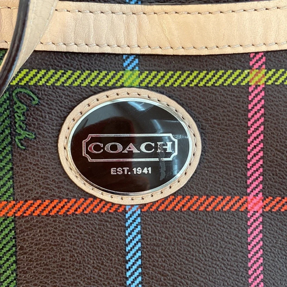 Coach Payton Multicolor Tattersall Crossbody - Picture 9 of 9